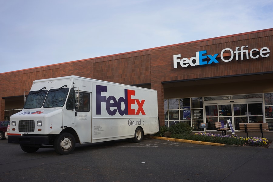 A Fedex Ground Delivery Truck Out The Office