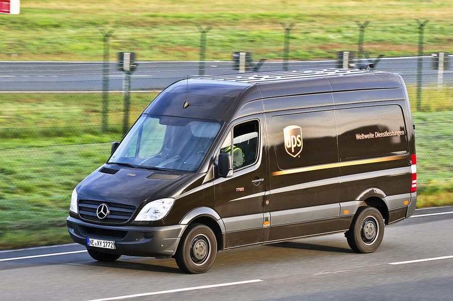 An Ups Van In A Rush Fro Deliveries