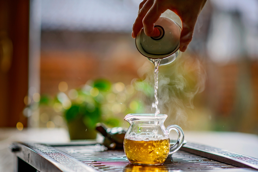 A Cup Of Freshly Brewed Green Tea