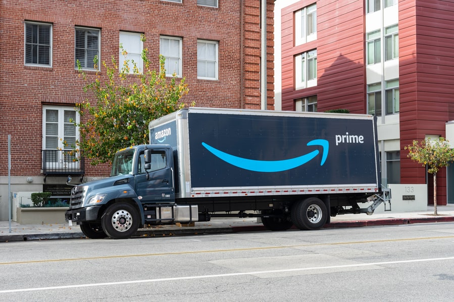 Amazon Prime Large Truck Parked On A Street