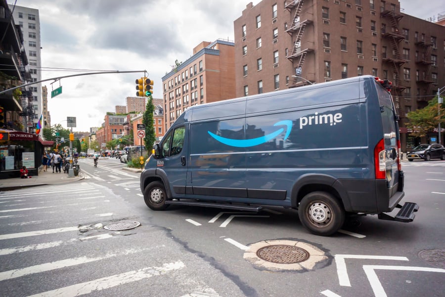 An Amazon Delivery Van In New York