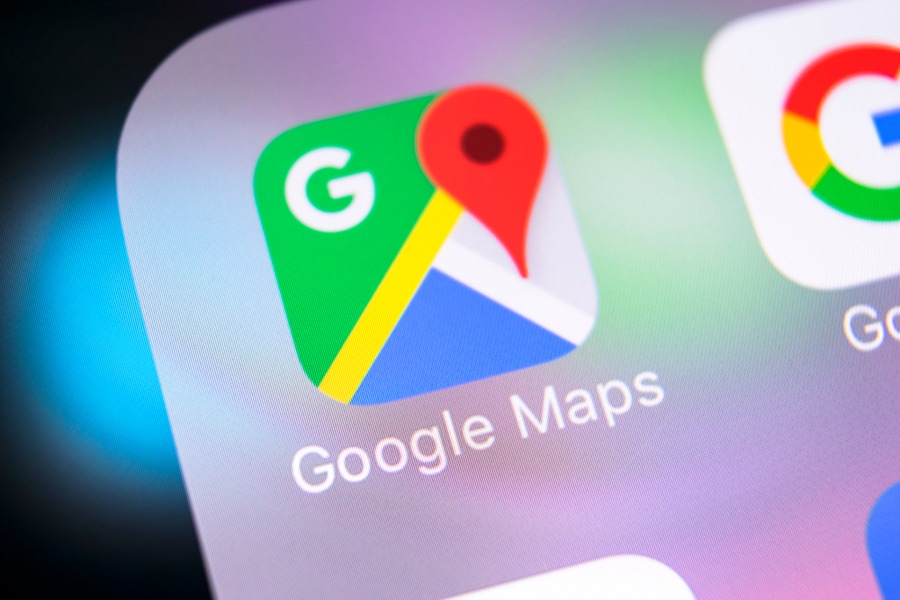 Google Maps Application Icon On Apple Iphone X Screen Close-Up.