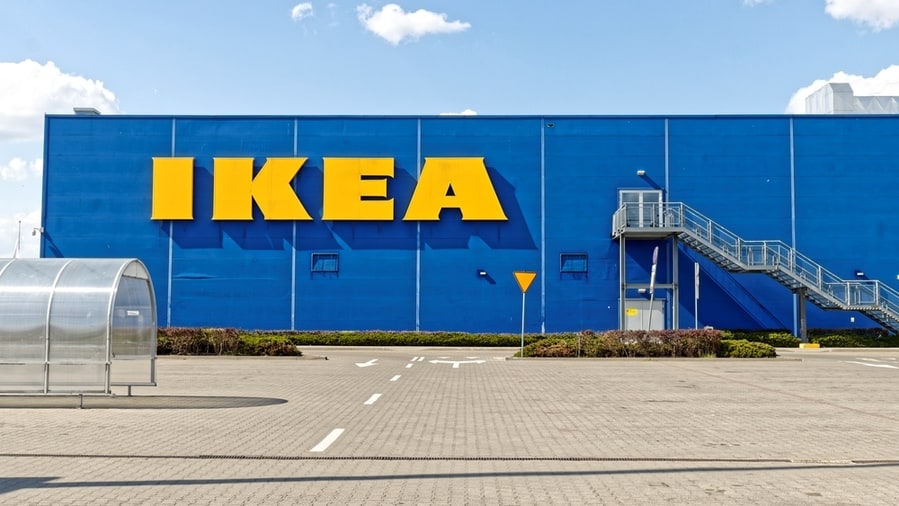 Ikea Shopping Centre Building With Empty Parking Lot In Front.