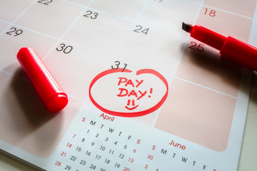 Payday Marked Date On Calendar