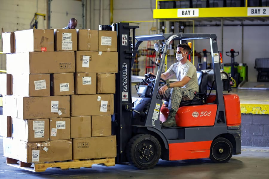 Amazon Lift Truck Driver Operating Forklift