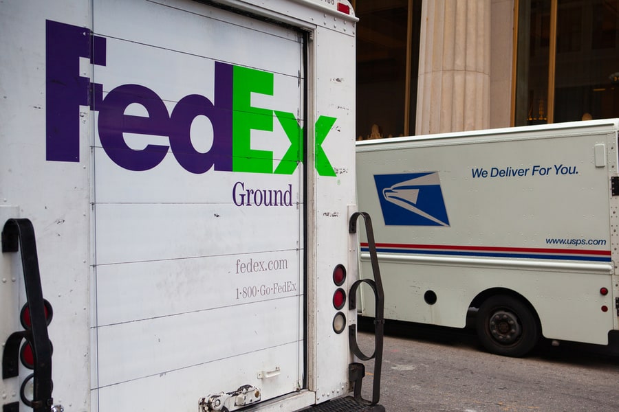 Fedex And Usps Delivery Van