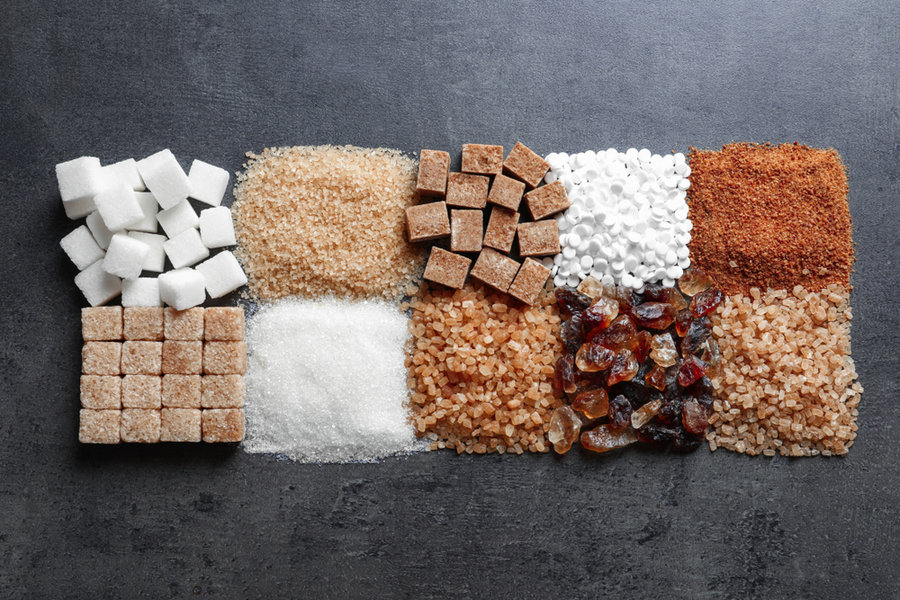Flat Lay Composition With Different Types Of Sugar