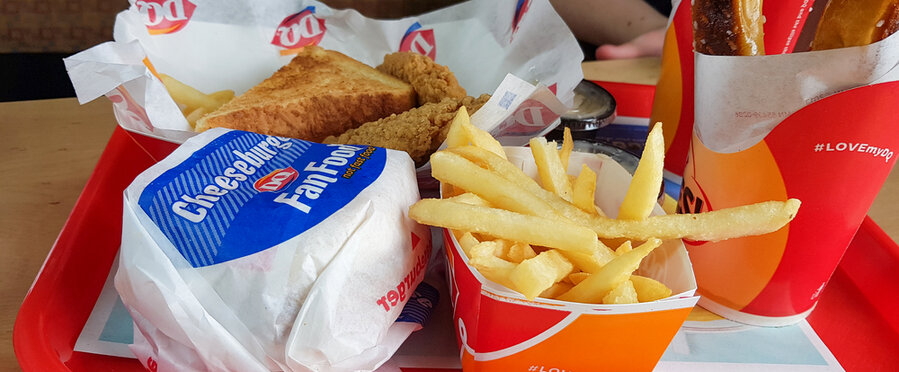 Fried Chicken And Chips And Cheeseburger From Dairy Queen