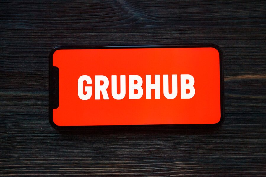 Grubhub Logo Seen Displayed On Smart Phone.