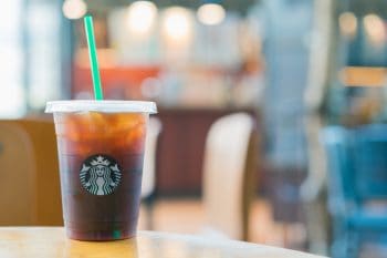 Iced Espresso Coffee At Starbucks Shop