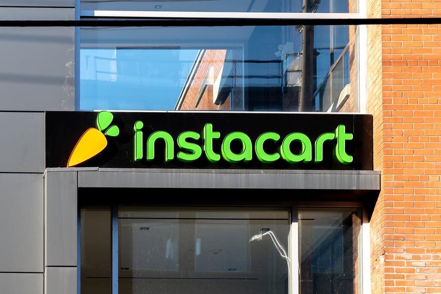 Instacart Company Closeup Sign Is Seen In Toronto, Canada.