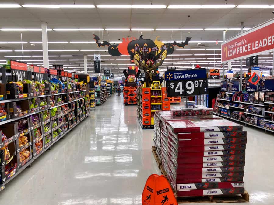 Interior Of The Walmart Retail Store Showing Halloween Items