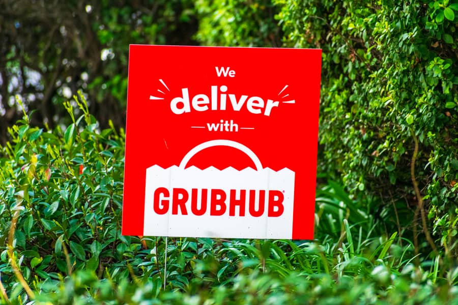 Red Grubhub Sign In Green Landscaping Advertising Delivery Service