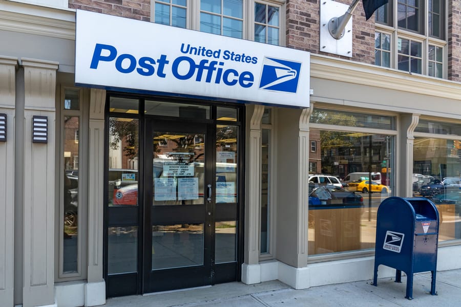 The Exterior Of A United States Postal Service (Usps) Post Office In Long Island City Is Seen On August 17, 2020 In Queens Borough Of New York City.