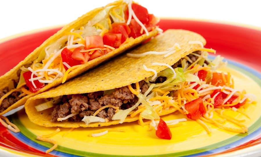 Two Tacos Beef Lettuce Tomato Cheese