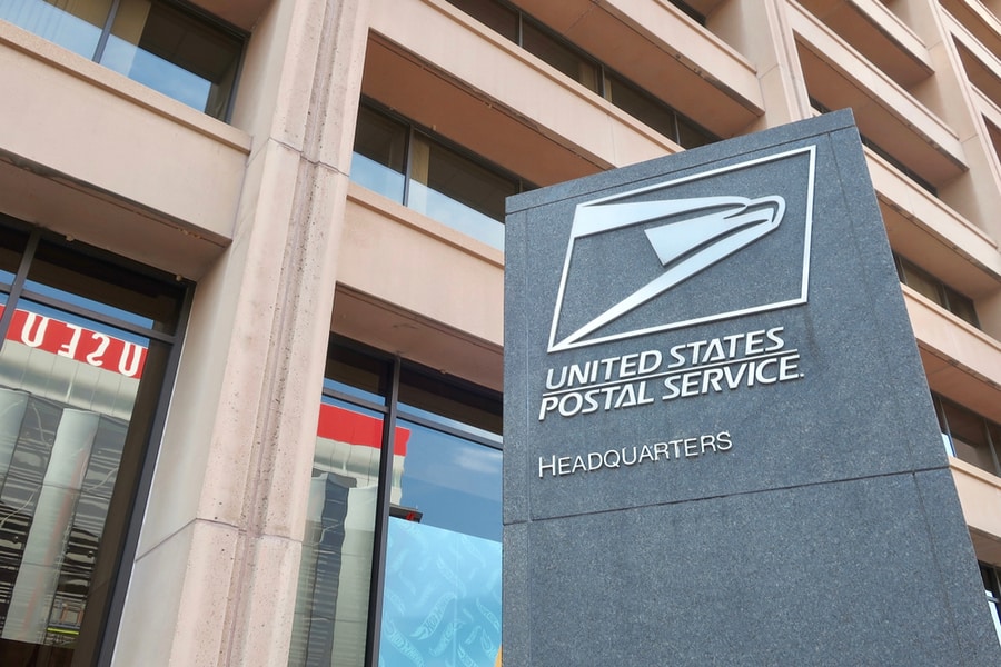 United States Postal Service Headquarters - Sign And Logo At Building Hq