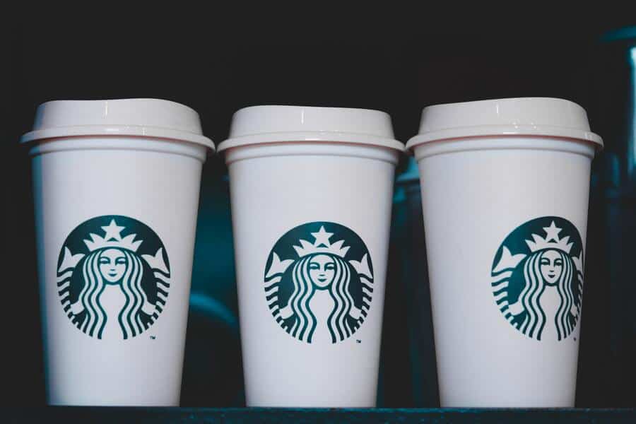 White Disposable Starbucks Cups