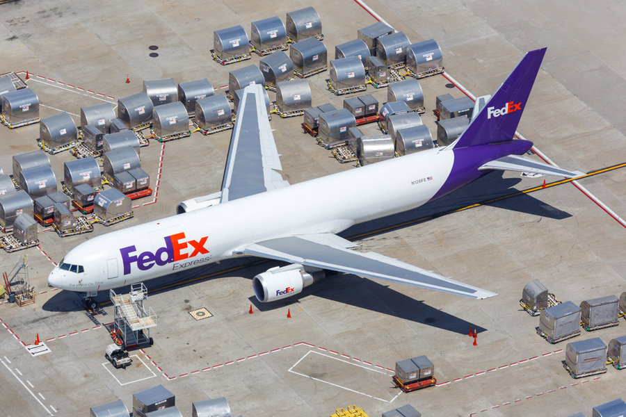 Aerial View Of Fedex Express Airplane