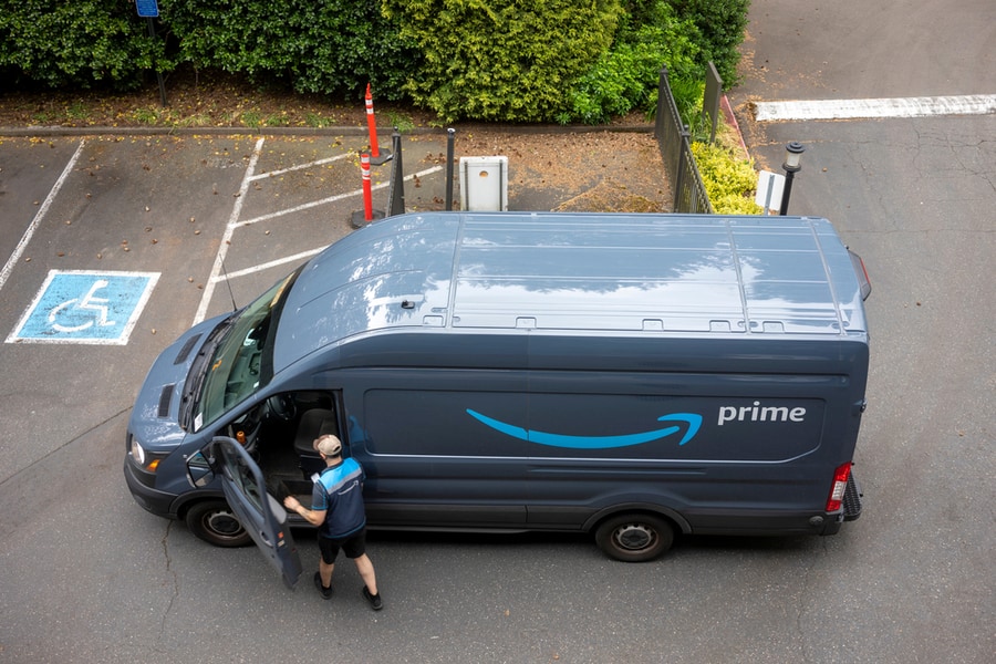 An Amazon Delivery Driver And His Van