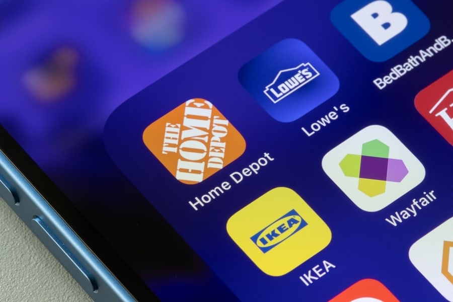 Assorted Shopping Apps For Home Improvement Are Seen On An Iphone