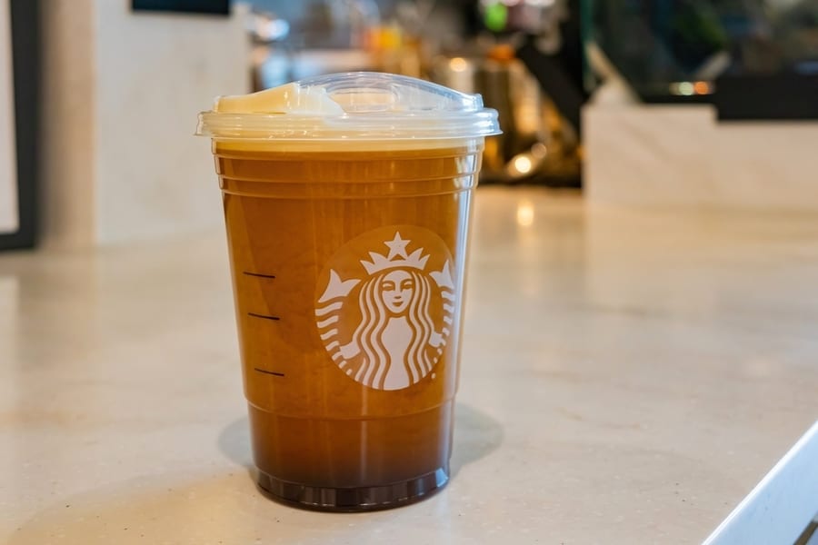 Close Up Shot Of Nitro Cold Brew Coffee In The Starbucks Coffee