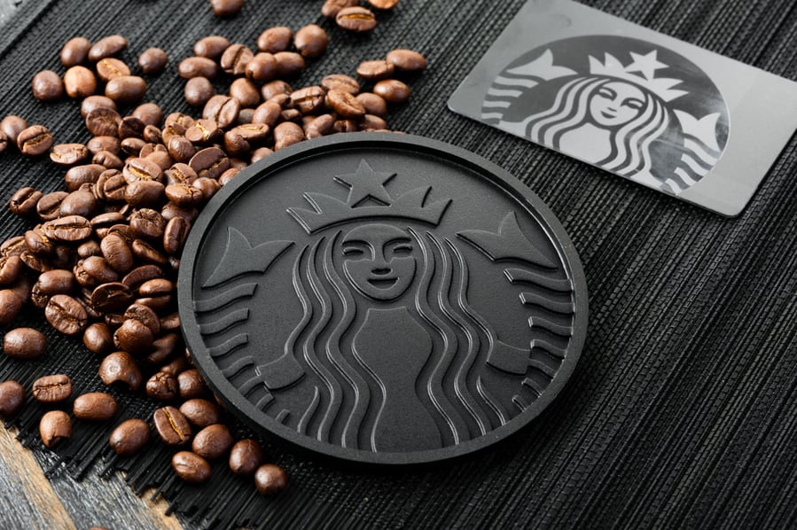 Closeup Black Starbucks Coaster Made From Recycled Starbucks Coffee Grounds