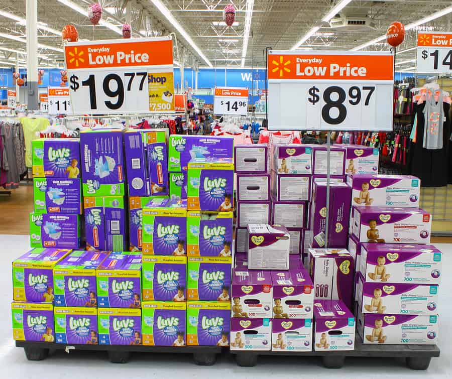Diapers On Display For Sale At Walmart