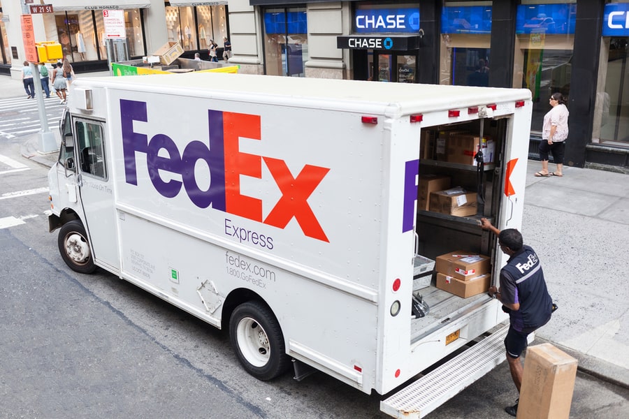 Fedex Express Truck In Midtown Manhattan