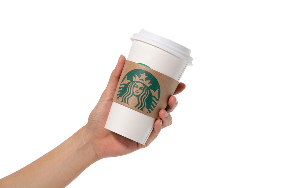 Female Hands Holding A Cup Of Starbuck Coffee
