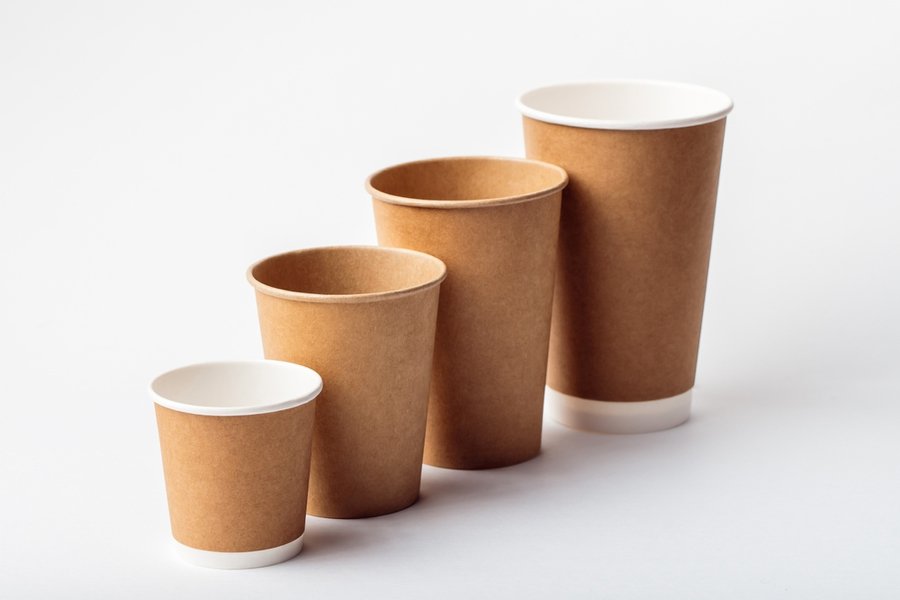 Four Empty Paper Cup For Coffee