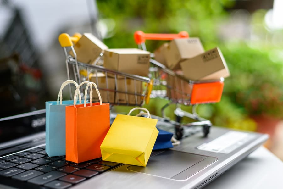 Online Shopping From Sites Via The Internet Concept